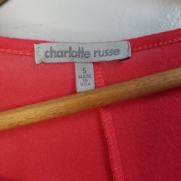 Bright Coral Loose Flowy Crop Top - Picture 2 of 3